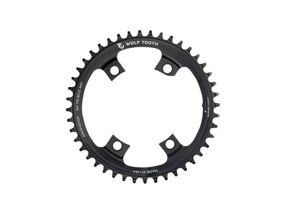 Wolf Tooth Shimano 110 Asymmetric BCD Chainring - 46t 110 Asymmetric BCD 4-Bolt Drop-Stop For Shimano Cranks BLK