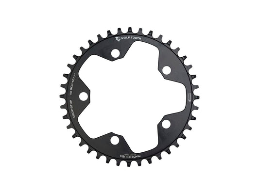 Wolf Tooth 110 BCD Cyclocross Road Chainring - 44t 110 BCD 5-Bolt Drop-Stop 10/11/12-Speed Eagle Flattop Compatible BLK