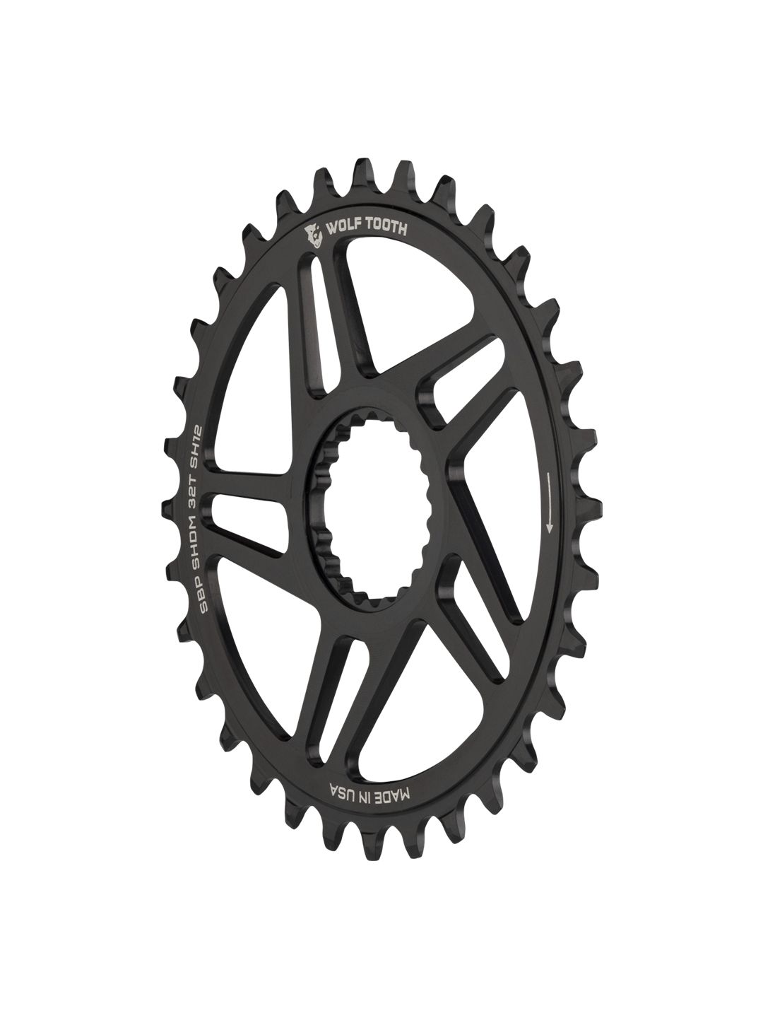 Wolf Tooth Direct Mount Chainring - 30t Shimano Direct Mount For Boost Cranks 3mm Offset Requires 12-Speed Hyperglide+ Chain BLK
